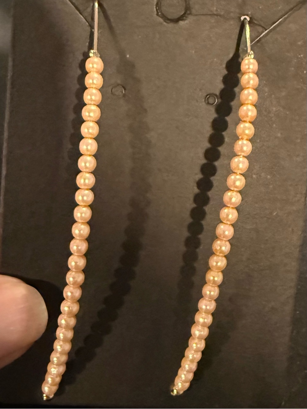 Pearl-like Beaded Dangle Earrings - Champagne Pink